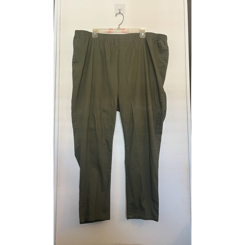 denim 24/7 Women's Olive Green Elastic Waist Straight Pants Plus Size 24W
